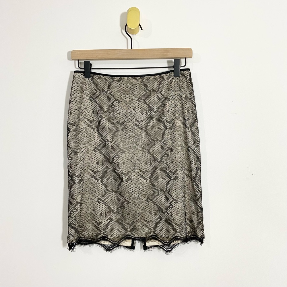 Wolford Black Nude Lace Snakeskin Design Slip Mini Skirt